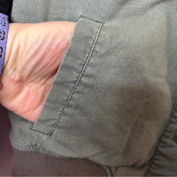 Bethany Mota Linen Cotton Blend Utility Army Jacket Medium Green - Picture 8 of 14